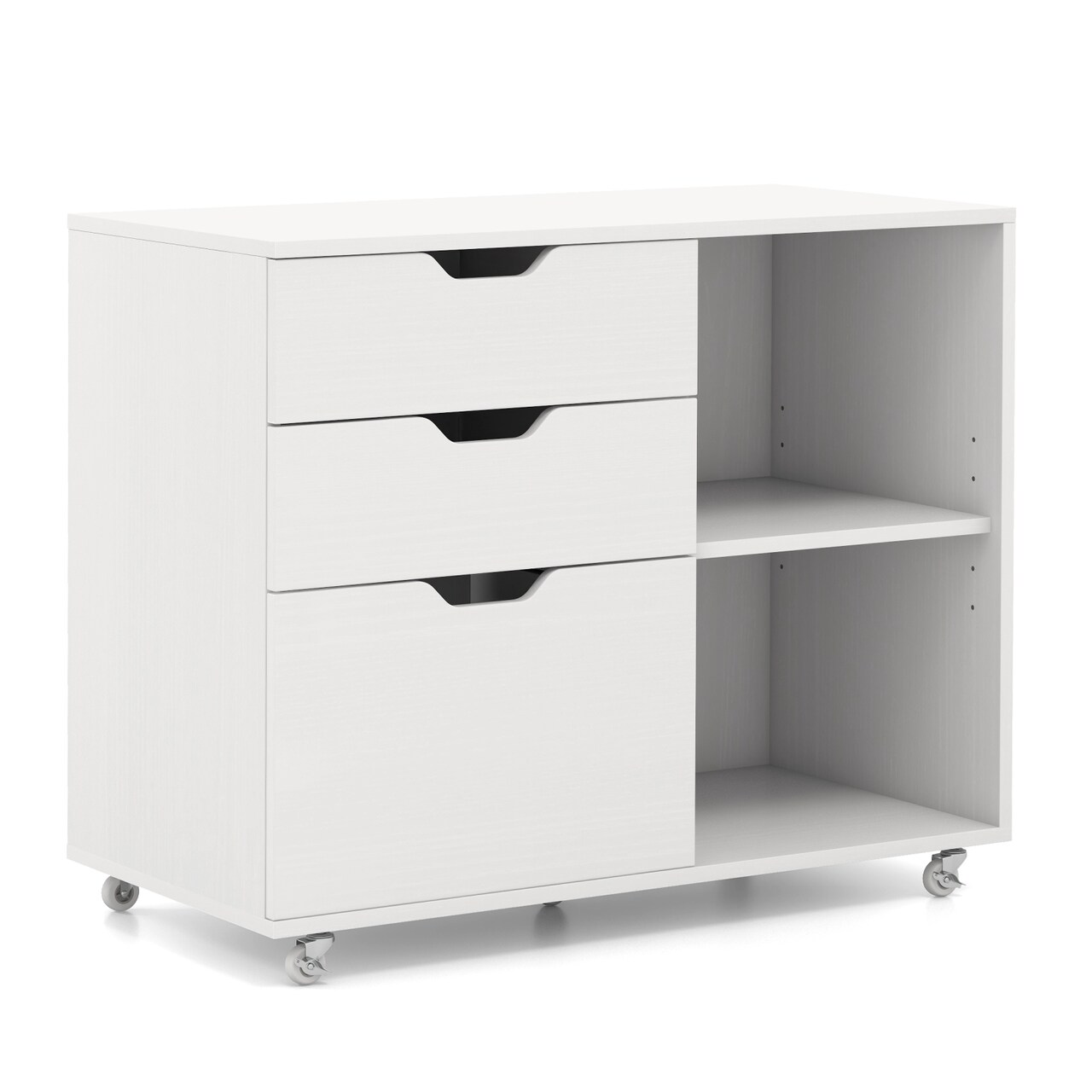 Modern Mobile File Storage Cabinet with Large Tabletop 3 Drawers and Smooth Rolling Wheels